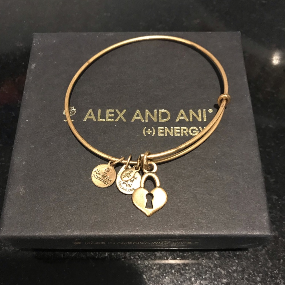 Alex and ani lock charm bangle bracelet